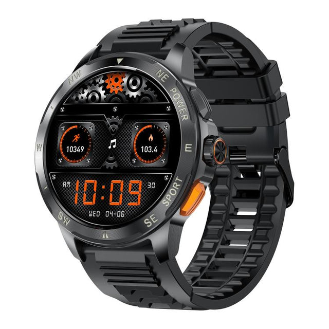 AK77 BT Call Smart Watch, Support Blood Oxygen / Blood Pressure / Heart Rate / Sports Wellness Tracking Fitness Tracker(Black Silicone)