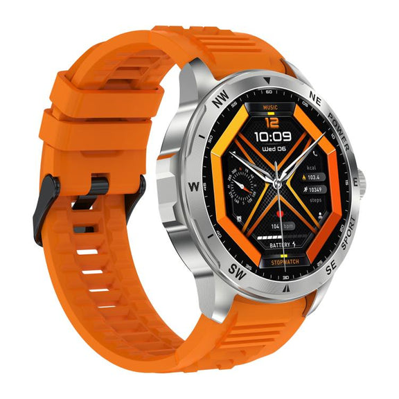 AK77 BT Call Smart Watch, Support Blood Oxygen / Blood Pressure / Heart Rate / Sports Wellness Tracking Fitness Tracker(Orange Silicone)