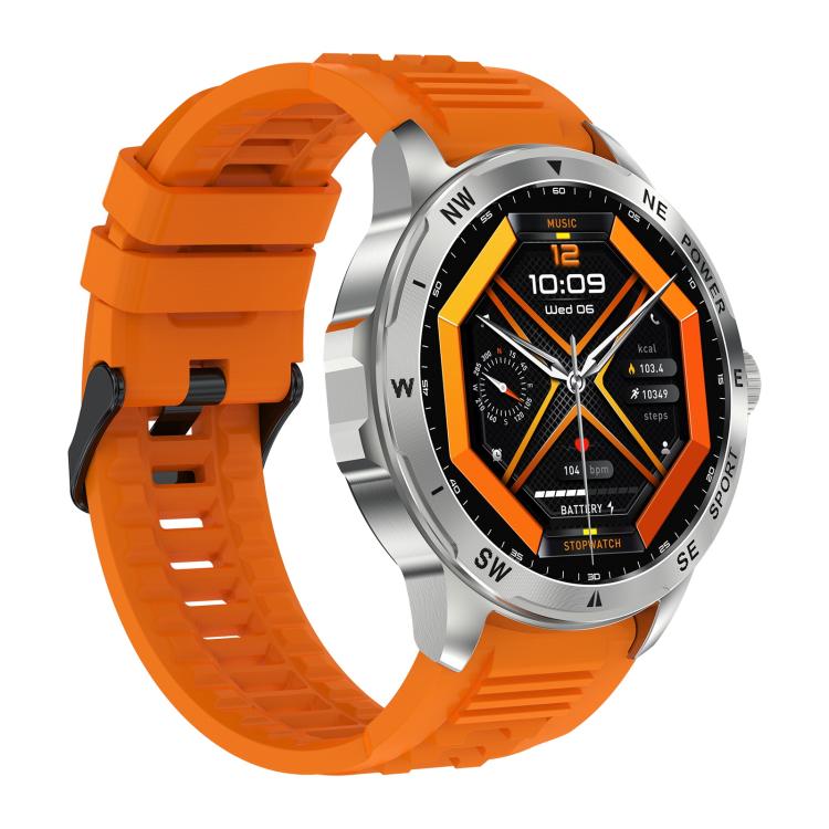 AK77 BT Call Smart Watch, Support Blood Oxygen / Blood Pressure / Heart Rate / Sports Wellness Tracking Fitness Tracker(Orange Silicone)