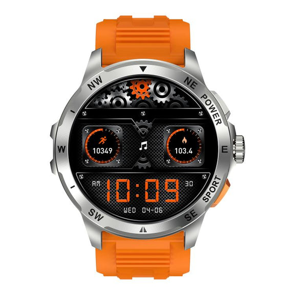AK77 BT Call Smart Watch, Support Blood Oxygen / Blood Pressure / Heart Rate / Sports Wellness Tracking Fitness Tracker(Orange Silicone)