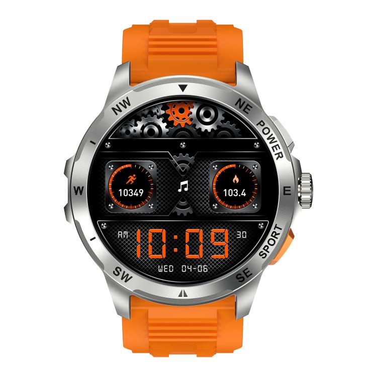 AK77 BT Call Smart Watch, Support Blood Oxygen / Blood Pressure / Heart Rate / Sports Wellness Tracking Fitness Tracker(Orange Silicone)