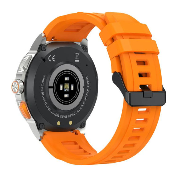 AK77 BT Call Smart Watch, Support Blood Oxygen / Blood Pressure / Heart Rate / Sports Wellness Tracking Fitness Tracker(Orange Silicone)