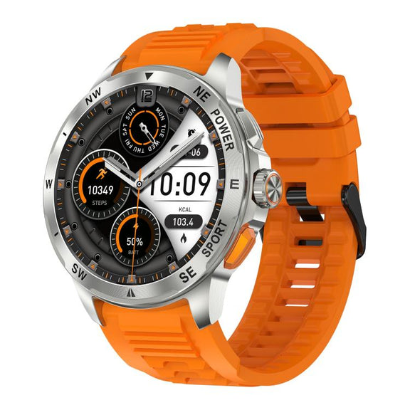 AK77 BT Call Smart Watch, Support Blood Oxygen / Blood Pressure / Heart Rate / Sports Wellness Tracking Fitness Tracker(Orange Silicone)