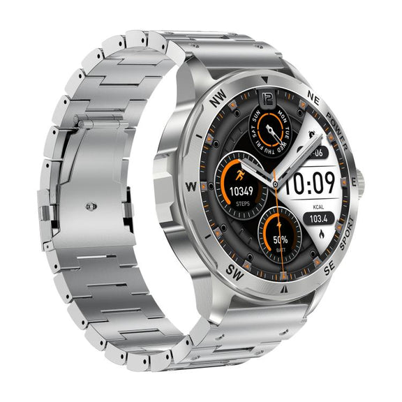 AK77 BT Call Smart Watch, Support Blood Oxygen / Blood Pressure / Heart Rate / Sports Wellness Tracking Fitness Tracker(Silver Steel)
