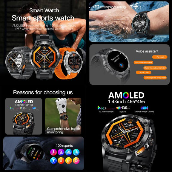 AK77 BT Call Smart Watch, Support Blood Oxygen / Blood Pressure / Heart Rate / Sports Wellness Tracking Fitness Tracker(Orange Silicone)