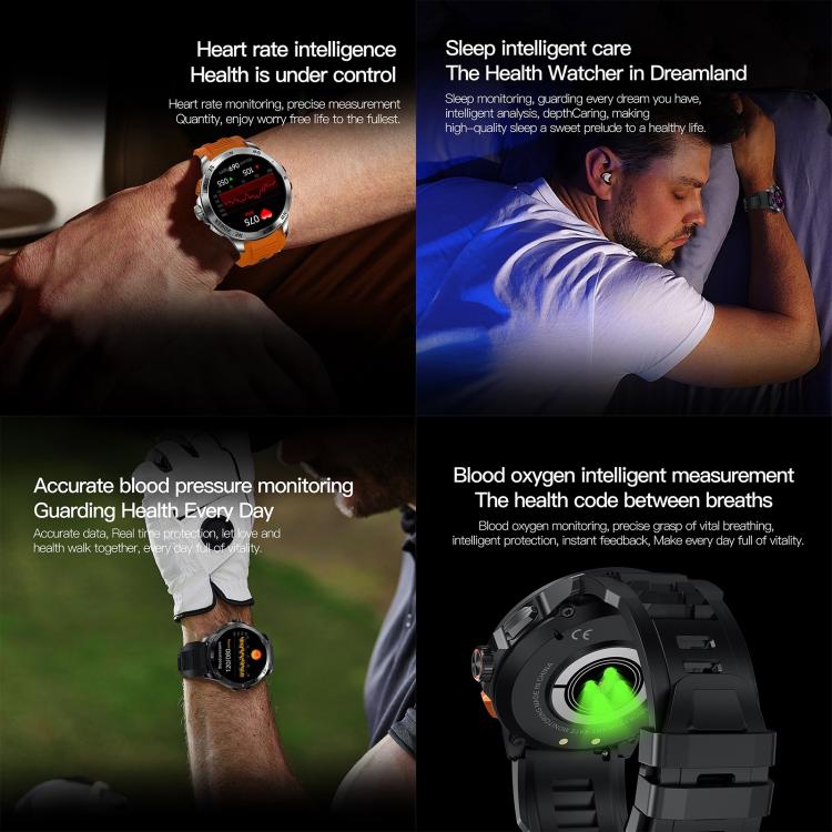 AK77 BT Call Smart Watch, Support Blood Oxygen / Blood Pressure / Heart Rate / Sports Health Monitoring Fitness Tracker(Orange Silicone) - free shipping - PMC TechLife - Order now!