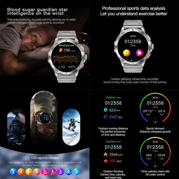 AK77 BT Call Smart Watch, Support Blood Oxygen / Blood Pressure / Heart Rate / Sports Wellness Tracking Fitness Tracker(Silver Steel)