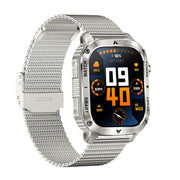 AK80 BT Call Smart Watch, Support Blood Oxygen / Blood Pressure / Heart Rate / Sports Wellness Tracking Fitness Tracker(Silver Mesh Steel)