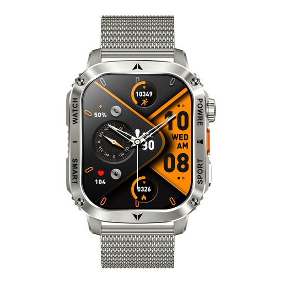 AK80 BT Call Smart Watch, Support Blood Oxygen / Blood Pressure / Heart Rate / Sports Wellness Tracking Fitness Tracker(Silver Mesh Steel)