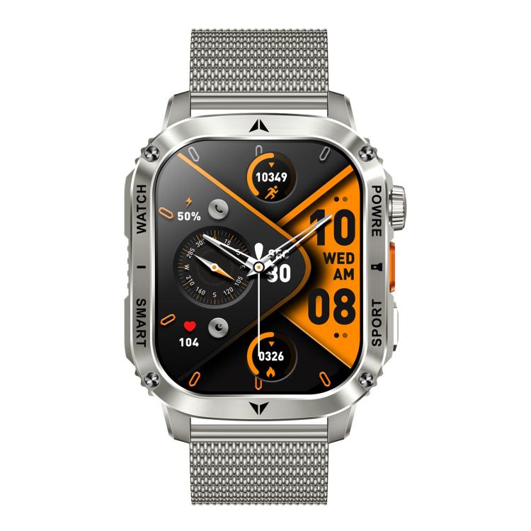 AK80 BT Call Smart Watch, Support Blood Oxygen / Blood Pressure / Heart Rate / Sports Wellness Tracking Fitness Tracker(Silver Mesh Steel)