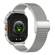 AK80 BT Call Smart Watch, Support Blood Oxygen / Blood Pressure / Heart Rate / Sports Wellness Tracking Fitness Tracker(Silver Mesh Steel)