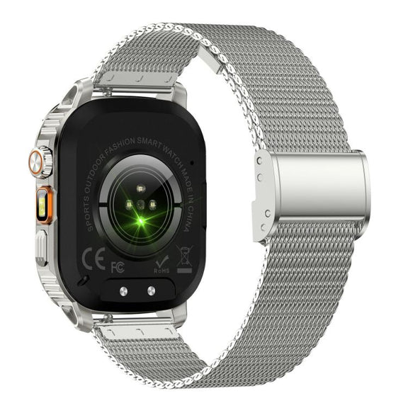AK80 BT Call Smart Watch, Support Blood Oxygen / Blood Pressure / Heart Rate / Sports Wellness Tracking Fitness Tracker(Silver Mesh Steel)