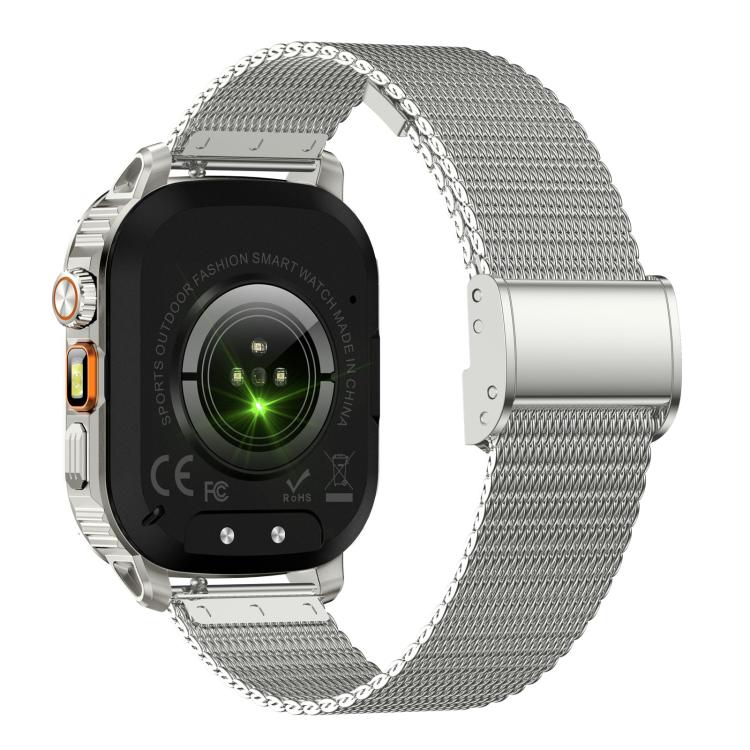 AK80 BT Call Smart Watch, Support Blood Oxygen / Blood Pressure / Heart Rate / Sports Wellness Tracking Fitness Tracker(Silver Mesh Steel)