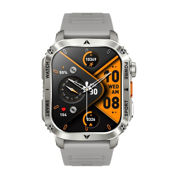 AK80 BT Call Smart Watch, Support Blood Oxygen / Blood Pressure / Heart Rate / Sports Wellness Tracking Fitness Tracker(Grey Silicone)