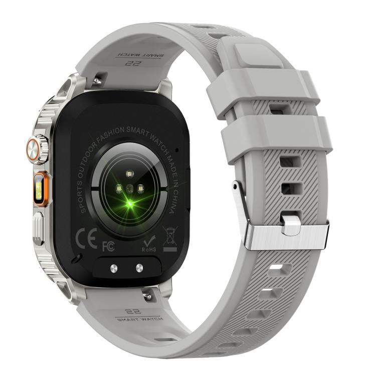 AK80 BT Call Smart Watch, Support Blood Oxygen / Blood Pressure / Heart Rate / Sports Wellness Tracking Fitness Tracker(Grey Silicone)