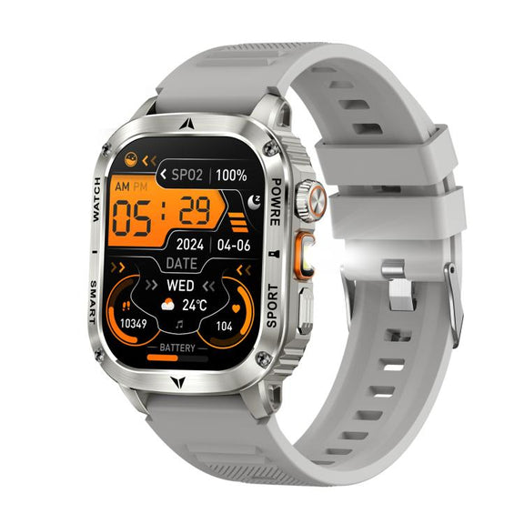 AK80 BT Call Smart Watch, Support Blood Oxygen / Blood Pressure / Heart Rate / Sports Wellness Tracking Fitness Tracker(Grey Silicone)
