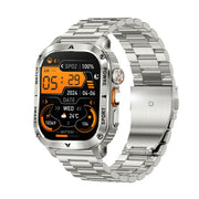 AK80 BT Call Smart Watch, Support Blood Oxygen / Blood Pressure / Heart Rate / Sports Wellness Tracking Fitness Tracker(Silver 3-Bead Steel)