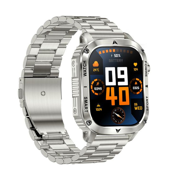 AK80 BT Call Smart Watch, Support Blood Oxygen / Blood Pressure / Heart Rate / Sports Wellness Tracking Fitness Tracker(Silver 3-Bead Steel)