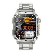 AK80 BT Call Smart Watch, Support Blood Oxygen / Blood Pressure / Heart Rate / Sports Wellness Tracking Fitness Tracker(Silver 3-Bead Steel)