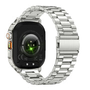 AK80 BT Call Smart Watch, Support Blood Oxygen / Blood Pressure / Heart Rate / Sports Wellness Tracking Fitness Tracker(Silver 3-Bead Steel)