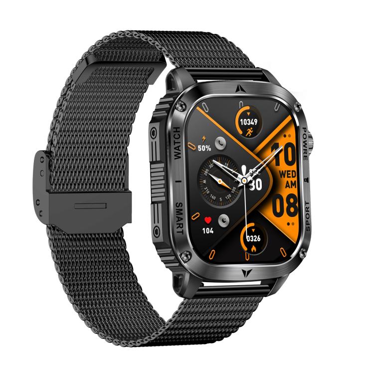 AK80 BT Call Smart Watch, Support Blood Oxygen / Blood Pressure / Heart Rate / Sports Wellness Tracking Fitness Tracker(Black Mesh Steel)