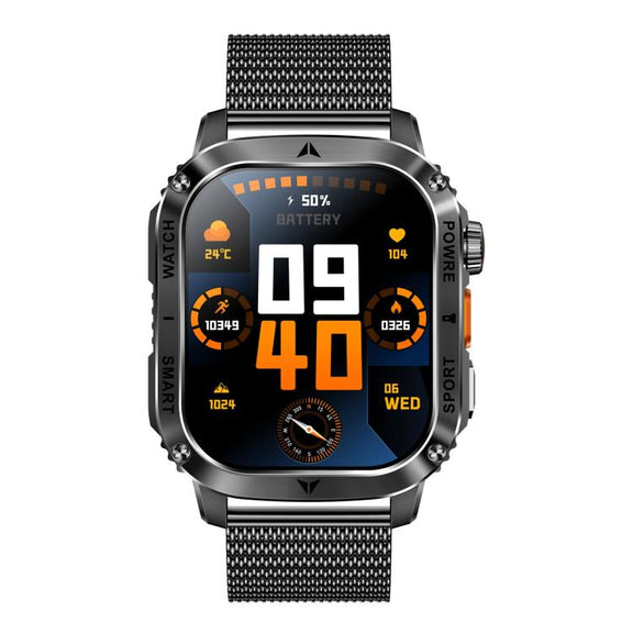 AK80 BT Call Smart Watch, Support Blood Oxygen / Blood Pressure / Heart Rate / Sports Wellness Tracking Fitness Tracker(Black Mesh Steel)