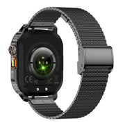 AK80 BT Call Smart Watch, Support Blood Oxygen / Blood Pressure / Heart Rate / Sports Wellness Tracking Fitness Tracker(Black Mesh Steel)