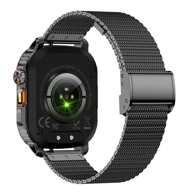AK80 BT Call Smart Watch, Support Blood Oxygen / Blood Pressure / Heart Rate / Sports Wellness Tracking Fitness Tracker(Black Mesh Steel)