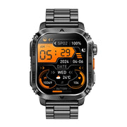 AK80 BT Call Smart Watch, Support Blood Oxygen / Blood Pressure / Heart Rate / Sports Wellness Tracking Fitness Tracker(Black 3-Bead Steel)