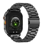 AK80 BT Call Smart Watch, Support Blood Oxygen / Blood Pressure / Heart Rate / Sports Wellness Tracking Fitness Tracker(Black 3-Bead Steel)