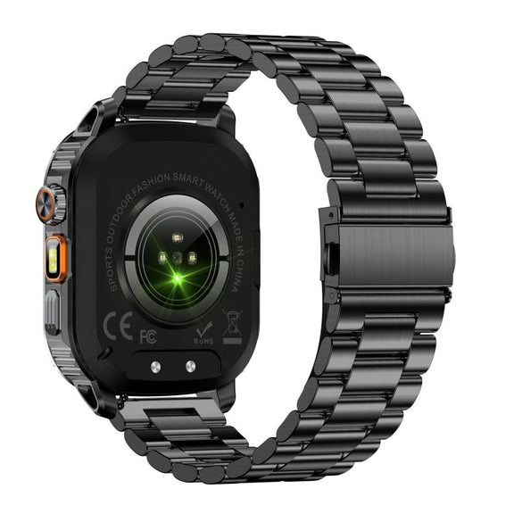 AK80 BT Call Smart Watch, Support Blood Oxygen / Blood Pressure / Heart Rate / Sports Wellness Tracking Fitness Tracker(Black 3-Bead Steel)