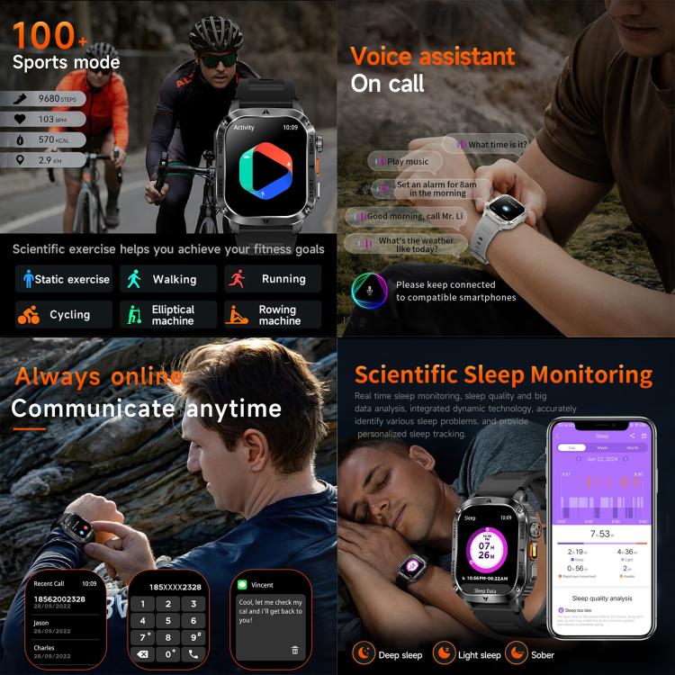 AK80 BT Call Smart Watch, Support Blood Oxygen / Blood Pressure / Heart Rate / Sports Wellness Tracking Fitness Tracker(Black Mesh Steel)