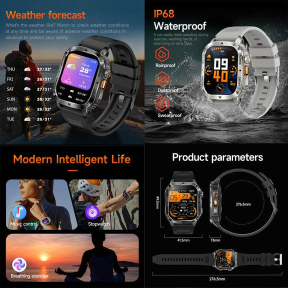 AK80 BT Call Smart Watch, Support Blood Oxygen / Blood Pressure / Heart Rate / Sports Wellness Tracking Fitness Tracker(Black Mesh Steel)