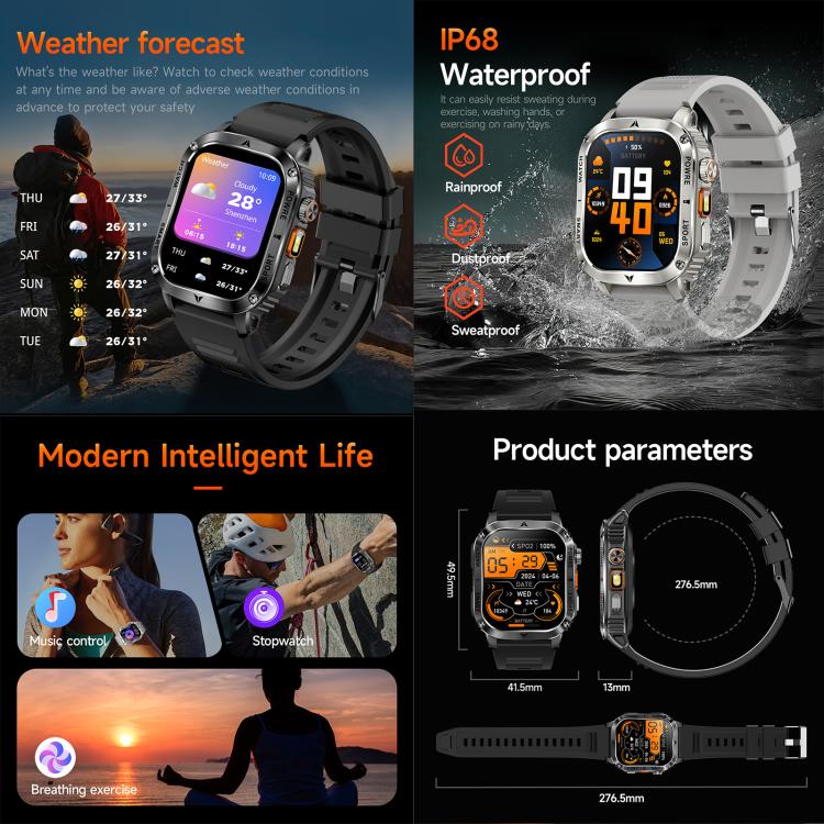 AK80 BT Call Smart Watch, Support Blood Oxygen / Blood Pressure / Heart Rate / Sports Wellness Tracking Fitness Tracker(Black Mesh Steel)