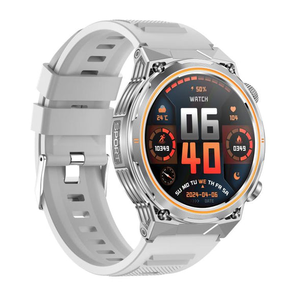 AK81 BT Call Smart Watch, Support Blood Pressure / Heart Rate / Sports Wellness Tracking Fitness Tracker(Silver Silicone)