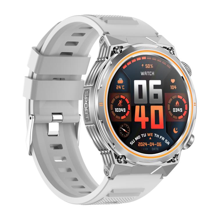 AK81 BT Call Smart Watch, Support Blood Pressure / Heart Rate / Sports Wellness Tracking Fitness Tracker(Silver Silicone)