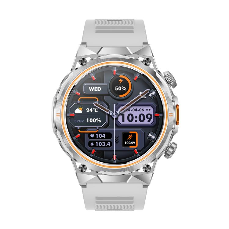 AK81 BT Call Smart Watch, Support Blood Pressure / Heart Rate / Sports Wellness Tracking Fitness Tracker(Silver Silicone)