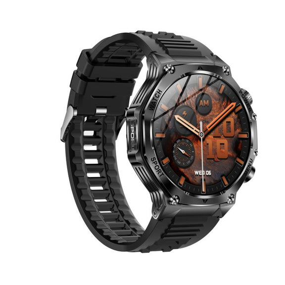 AK82 BT Call Smart Watch, Support Blood Oxygen / Blood Pressure / Heart Rate / Sports Wellness Tracking Fitness Tracker(Space Gray Black Silicone)