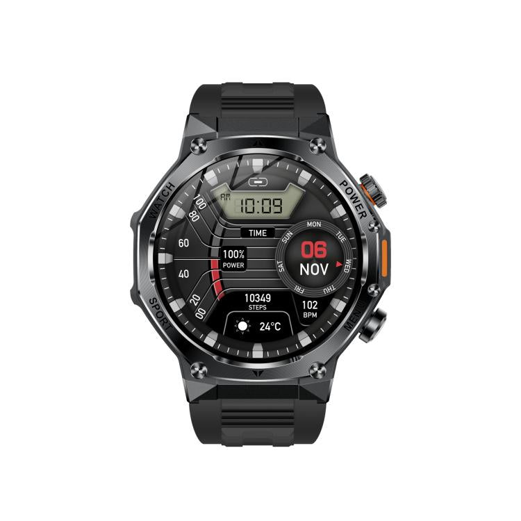 AK82 BT Call Smart Watch, Support Blood Oxygen / Blood Pressure / Heart Rate / Sports Wellness Tracking Fitness Tracker(Space Gray Black Silicone)