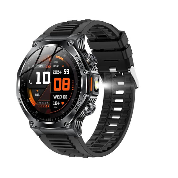 AK82 BT Call Smart Watch, Support Blood Oxygen / Blood Pressure / Heart Rate / Sports Wellness Tracking Fitness Tracker(Space Gray Black Silicone)