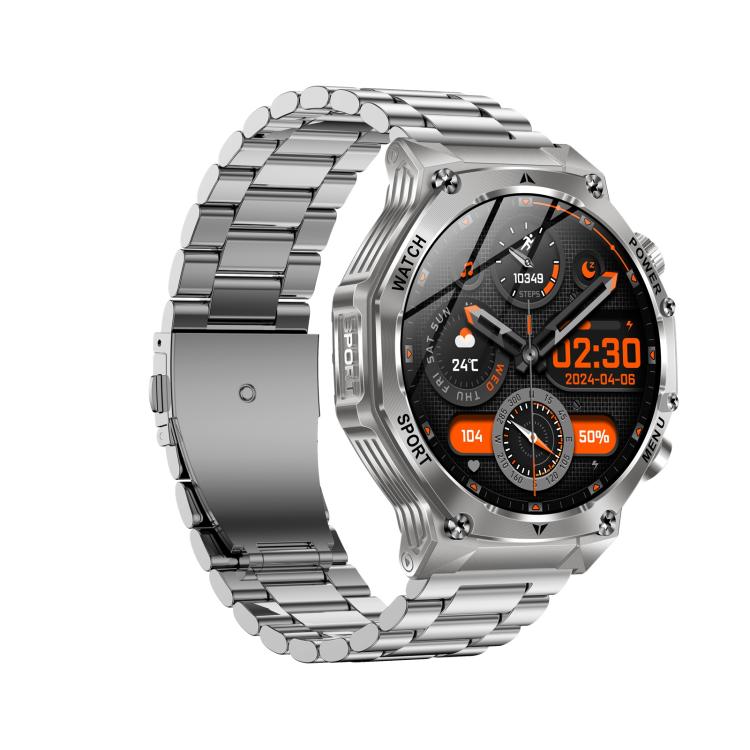 AK82 BT Call Smart Watch, Support Blood Oxygen / Blood Pressure / Heart Rate / Sports Wellness Tracking Fitness Tracker(Silver Steel)