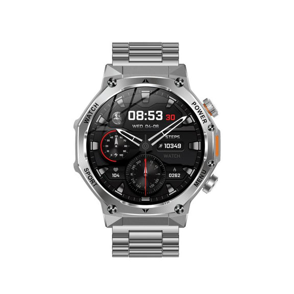 AK82 BT Call Smart Watch, Support Blood Oxygen / Blood Pressure / Heart Rate / Sports Wellness Tracking Fitness Tracker(Silver Steel)