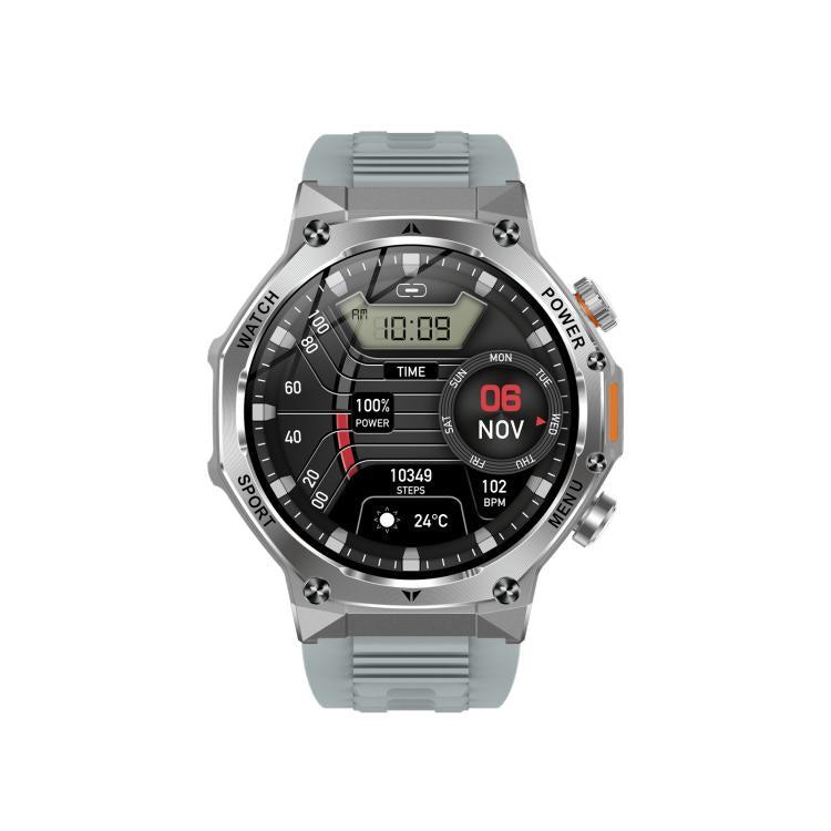 AK82 BT Call Smart Watch, Support Blood Oxygen / Blood Pressure / Heart Rate / Sports Wellness Tracking Fitness Tracker(Silver Grey Silicone)