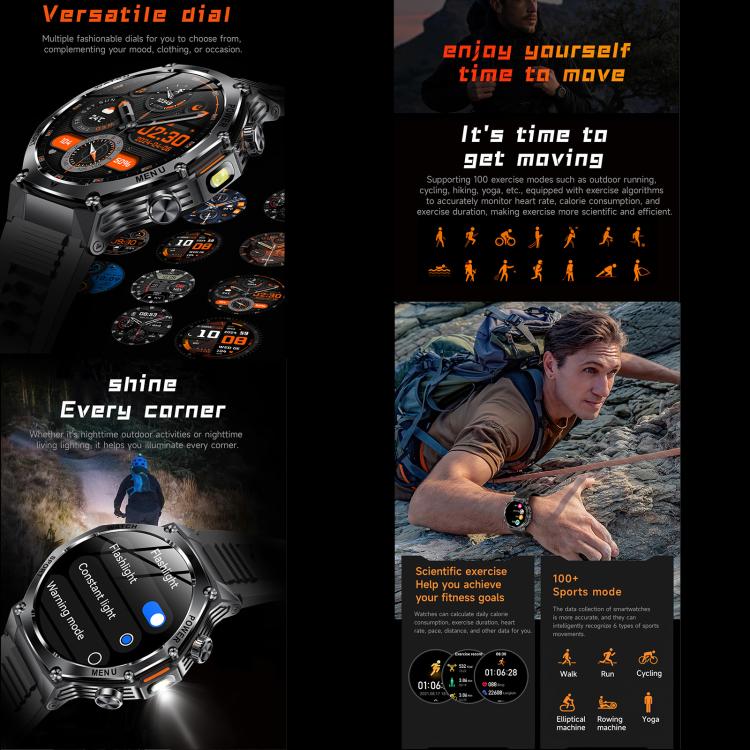 AK82 BT Call Smart Watch, Support Blood Oxygen / Blood Pressure / Heart Rate / Sports Health Monitoring Fitness Tracker(Space Gray Black Silicone) - free shipping - PMC TechLife - Order now!