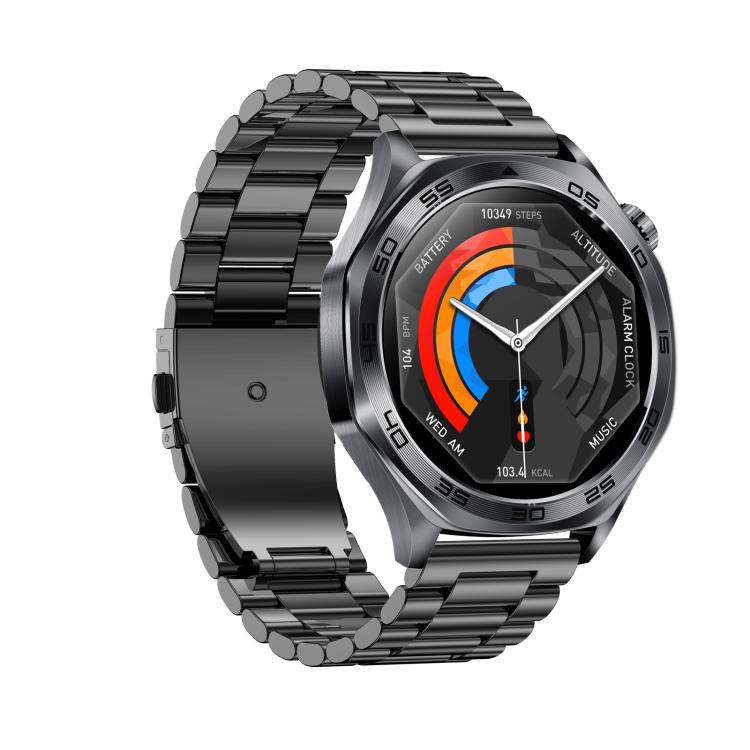 AK83 BT Call Smart Watch, Support Blood Pressure / Heart Rate / Sports Wellness Tracking Fitness Tracker(Black 3-Bead Steel)