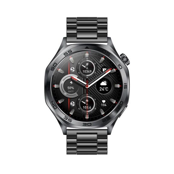 AK83 BT Call Smart Watch, Support Blood Pressure / Heart Rate / Sports Wellness Tracking Fitness Tracker(Black 3-Bead Steel)