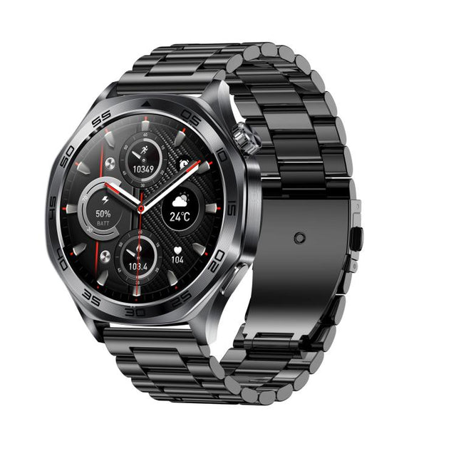 AK83 BT Call Smart Watch, Support Blood Pressure / Heart Rate / Sports Wellness Tracking Fitness Tracker(Black 3-Bead Steel)