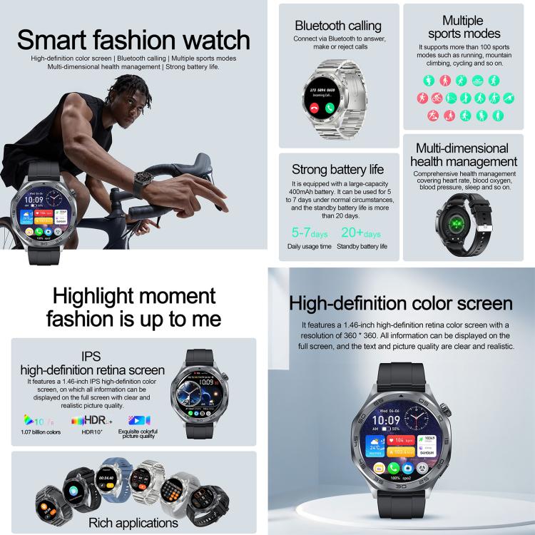 AK83 BT Call Smart Watch, Support Blood Pressure / Heart Rate / Sports Health Monitoring Fitness Tracker(Black Braid Silicone) - free shipping - PMC TechLife - Order now!