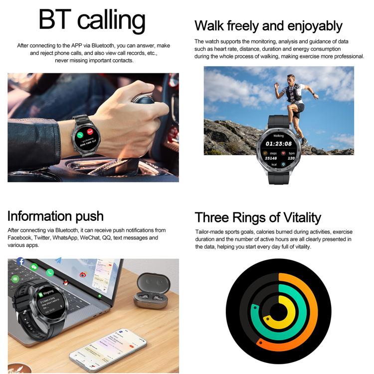 AK83 BT Call Smart Watch, Support Blood Pressure / Heart Rate / Sports Wellness Tracking Fitness Tracker(Black Braid Silicone)