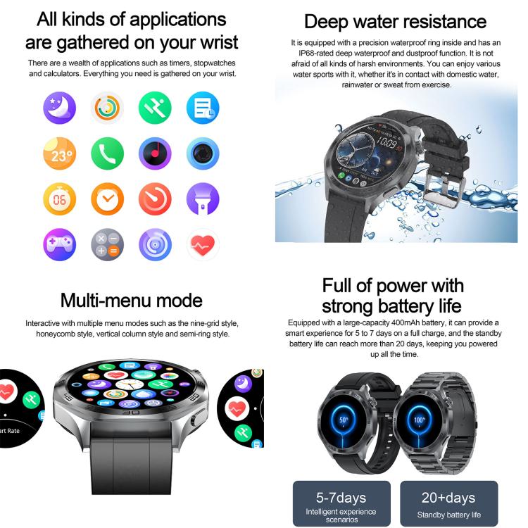 AK83 BT Call Smart Watch, Support Blood Pressure / Heart Rate / Sports Health Monitoring Fitness Tracker(Steel Grey Silicone) - free shipping - PMC TechLife - Order now!